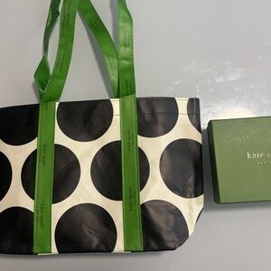 Kate Spade Green Strap Black and Green Tote & Necklace Box EMPTY Valentines